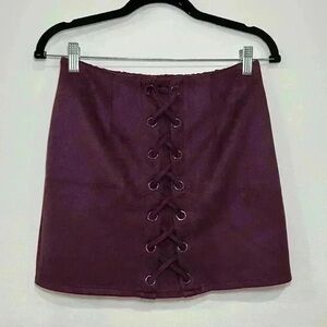 Elegant Purple Lace-Up Skirt